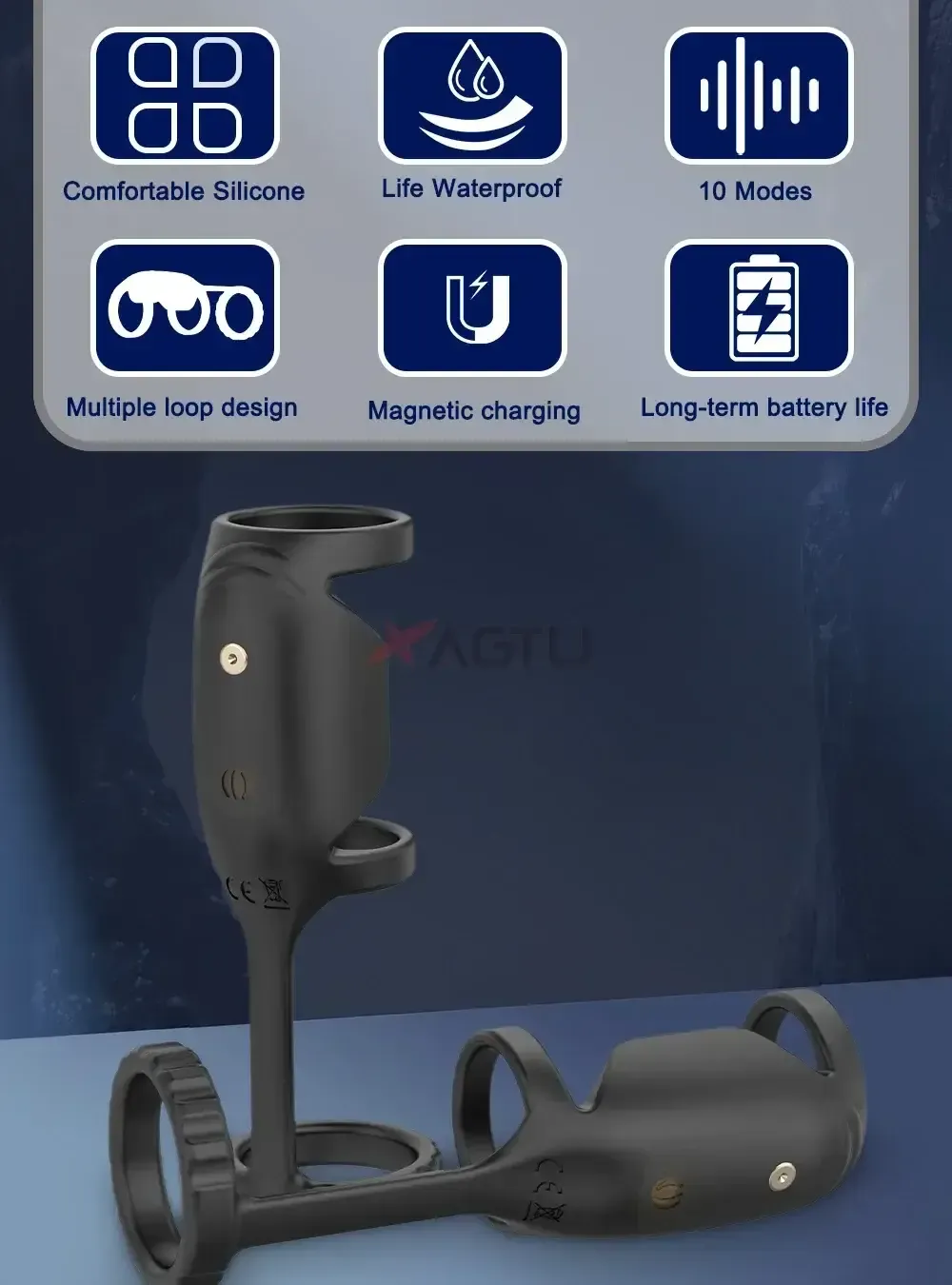 anneau vibrant silicone medical rechargeable 2