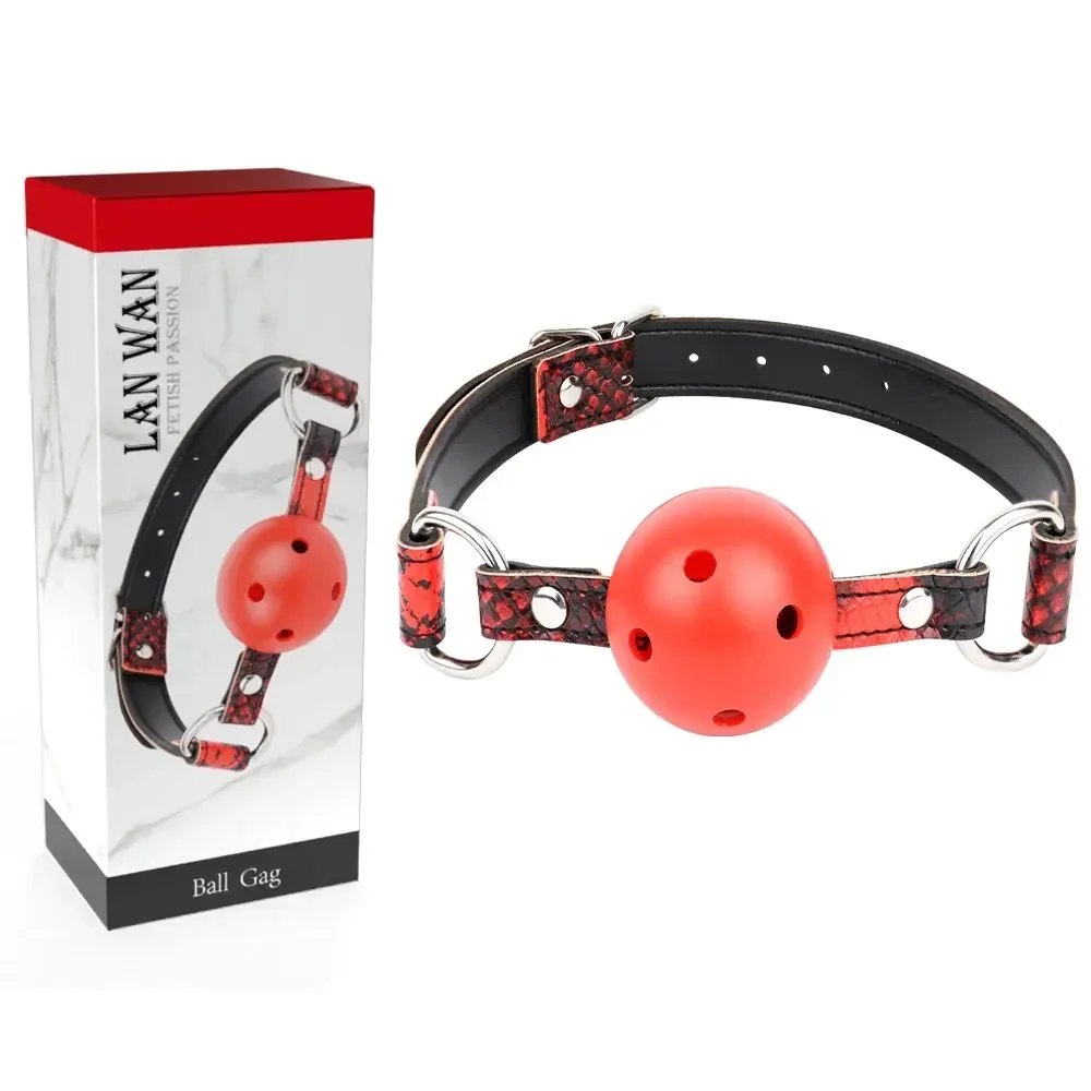 ball gag ajustable en cuir souple