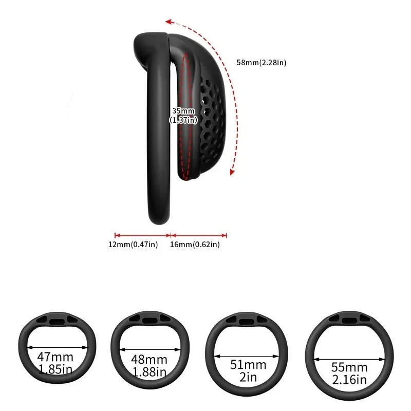 cage pénienne noire avec anneau courbé abs