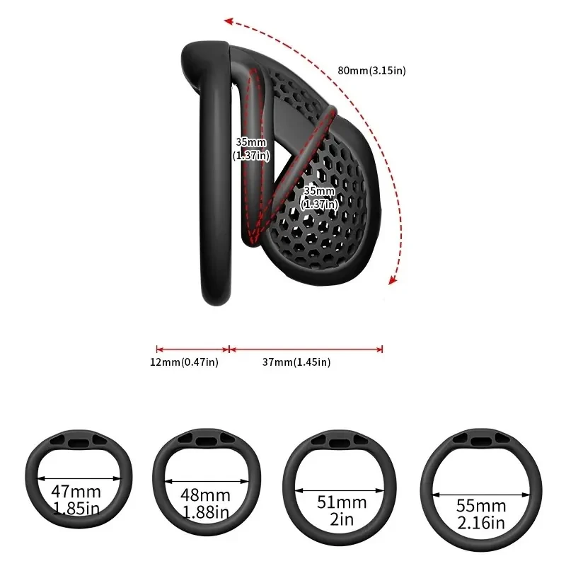cage pénienne noire avec verrouillage sécurisé