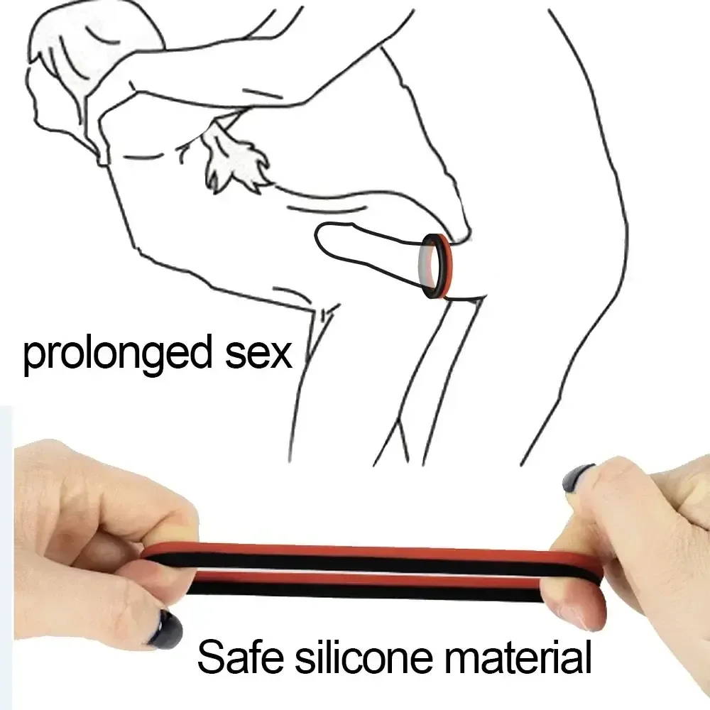 cockring silicone medical noir et rouge