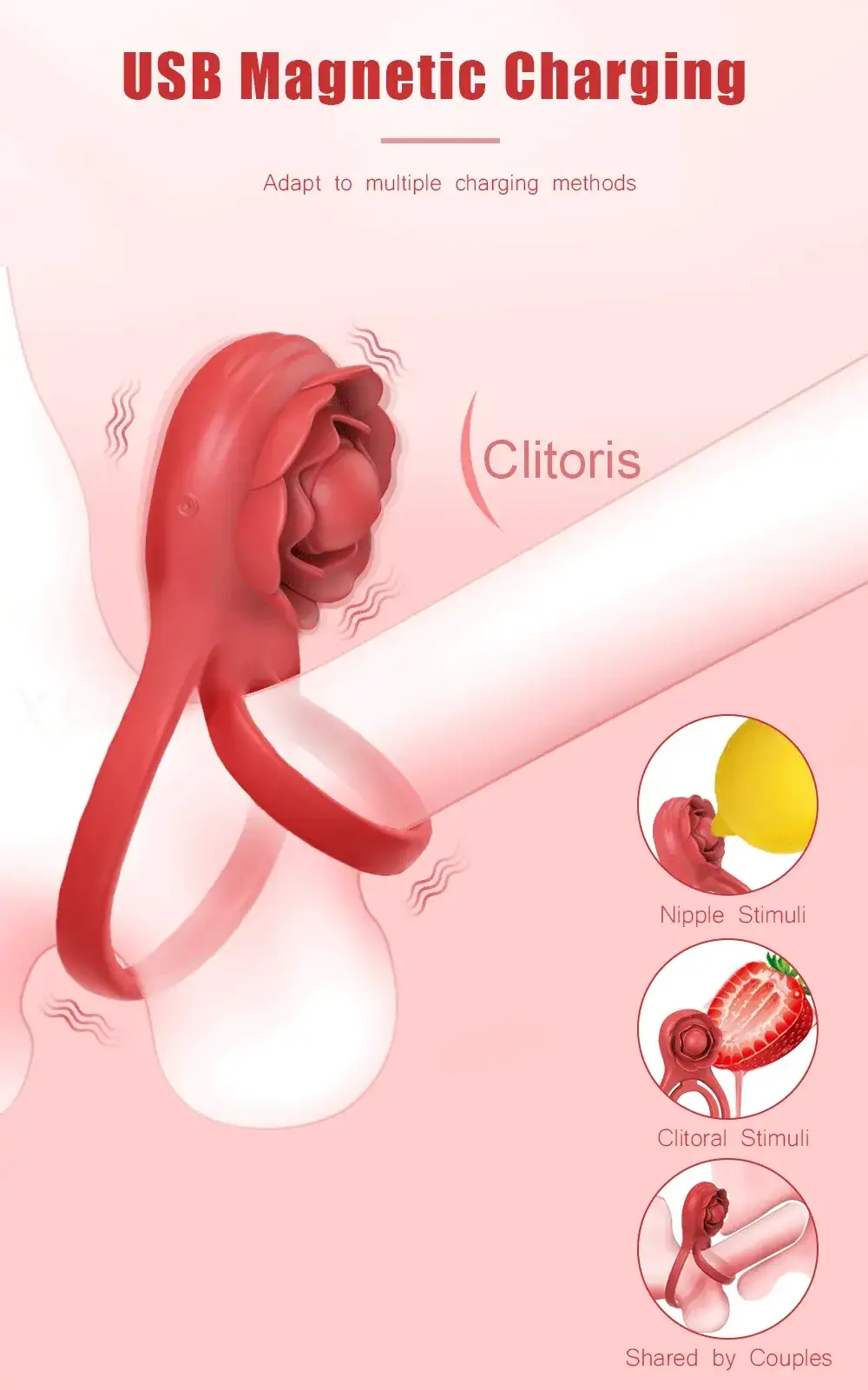 cockring vibrant rouge en silicone medical