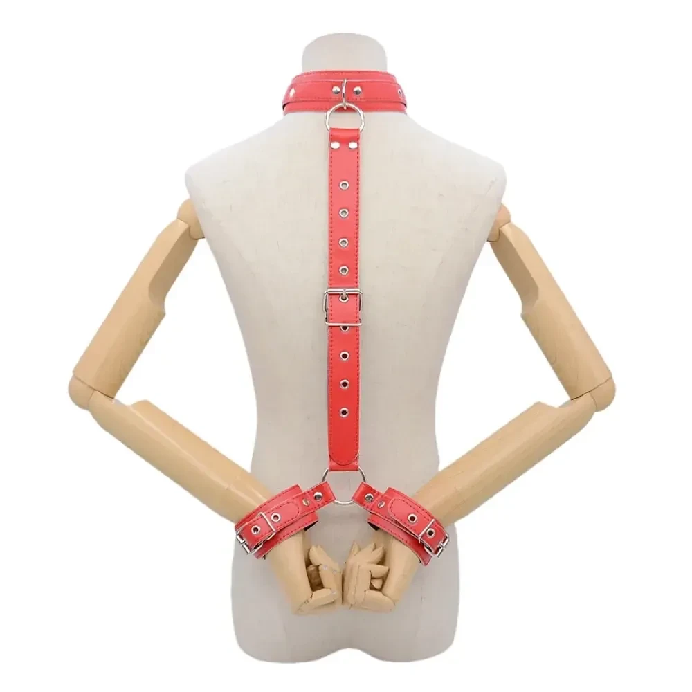 collier de contrainte cuir pu reglable