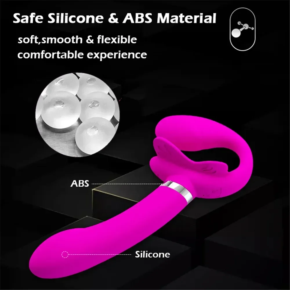 dildo double sans bretelles vibrant