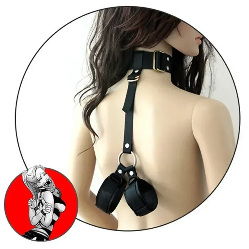ensemble menottes et collier cuir noir