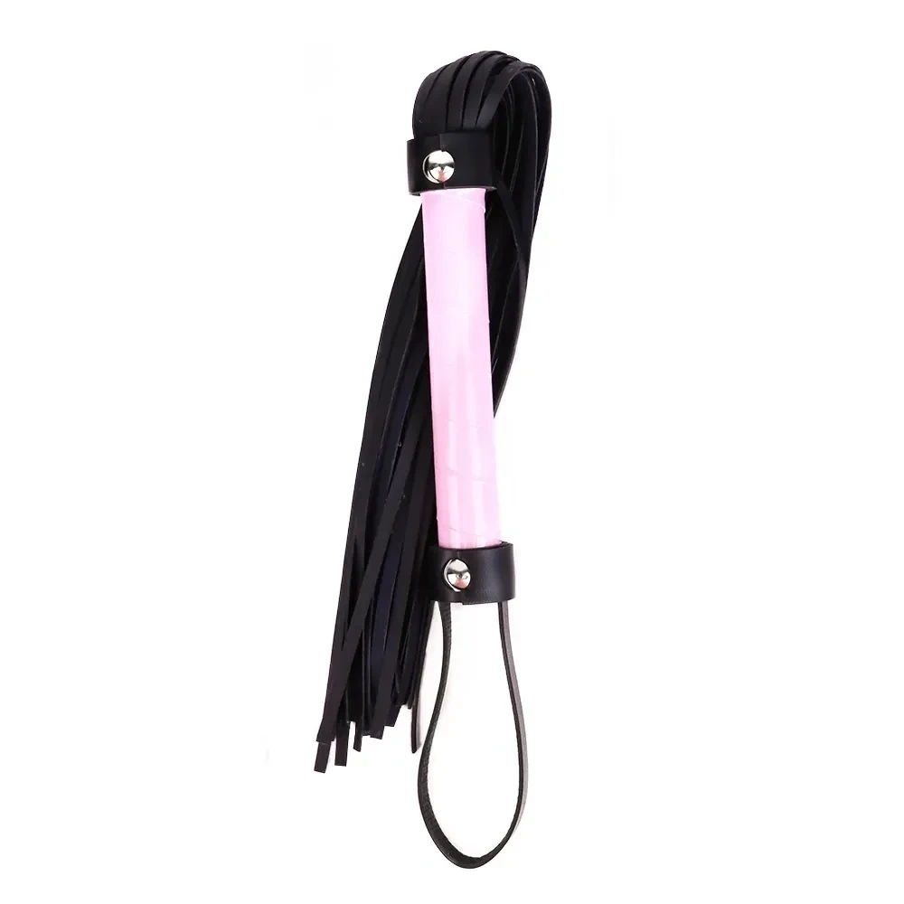 fouet bdsm en cuir pu leopard rouge