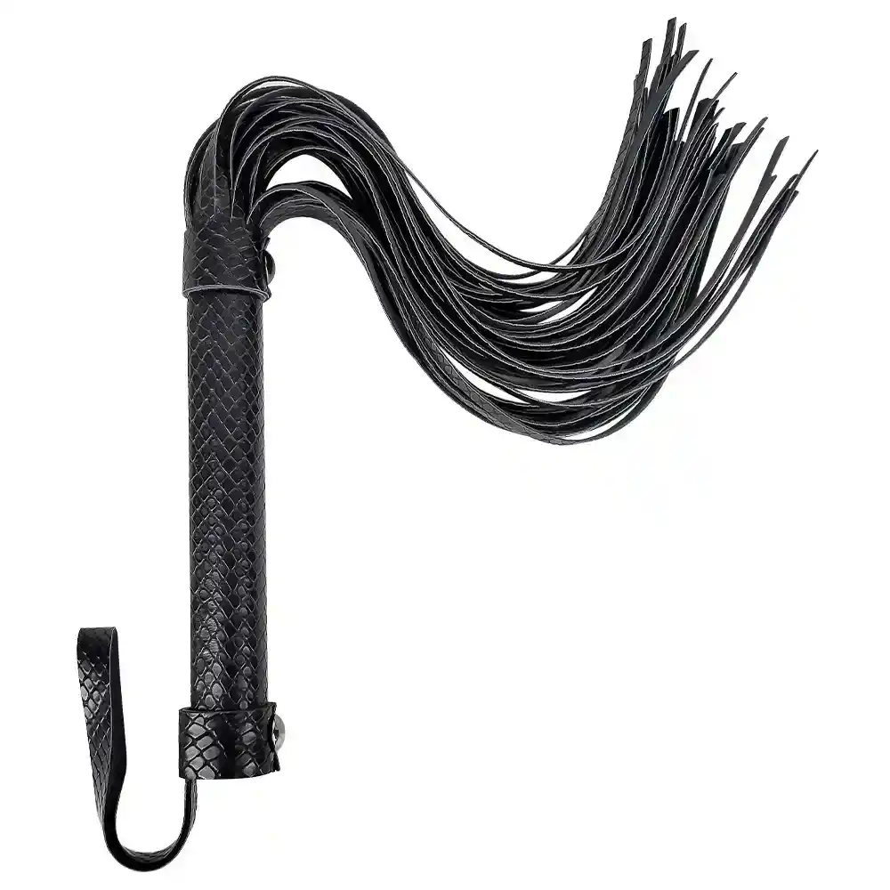fouet bdsm en cuir pu noir profond