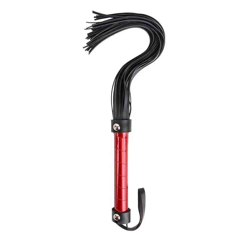 fouet bdsm en cuir pu rouge