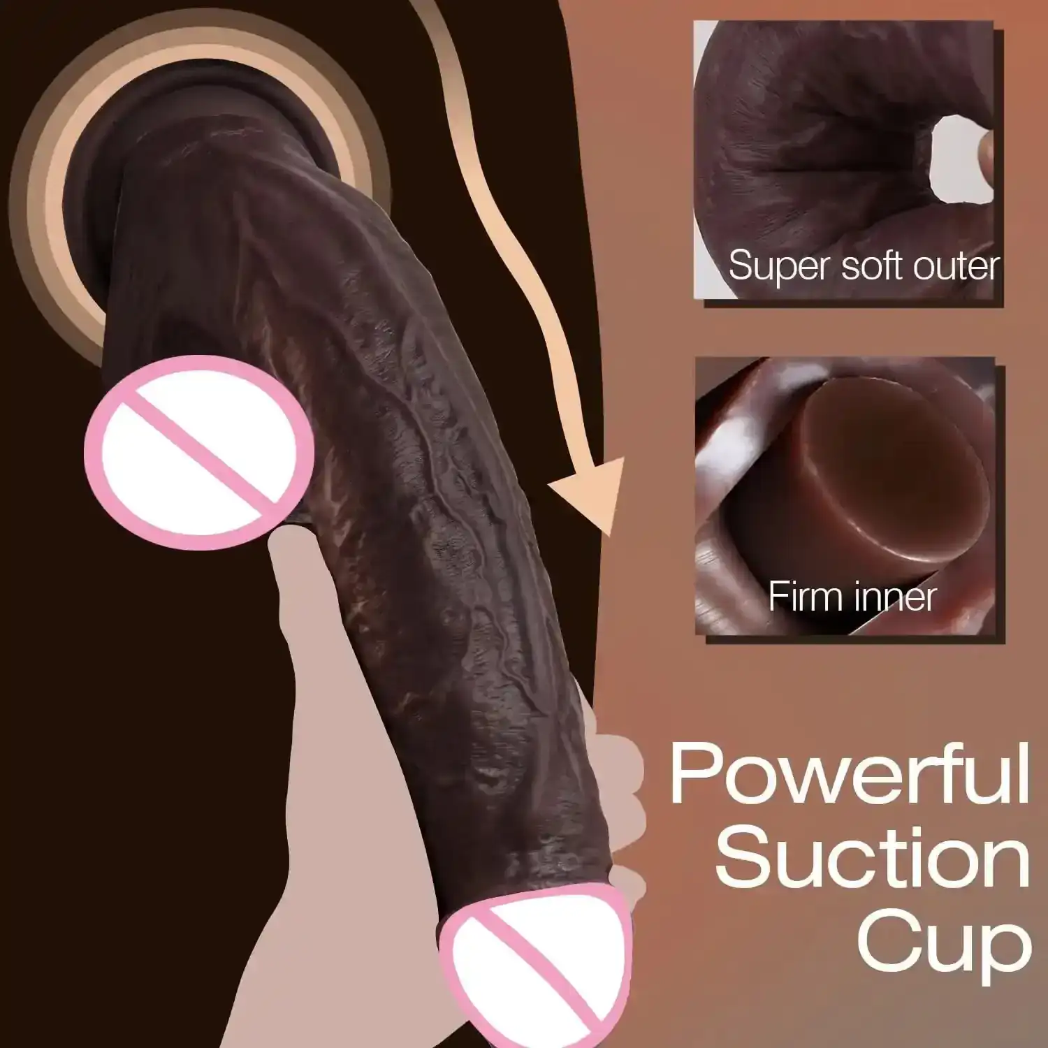 gode réaliste noir avec ventouse puissante