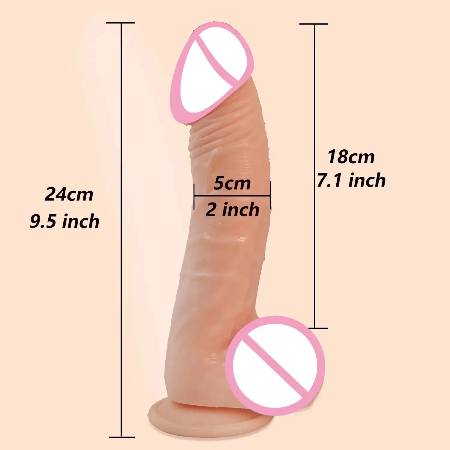 grand gode réaliste avec ventouse 18cm