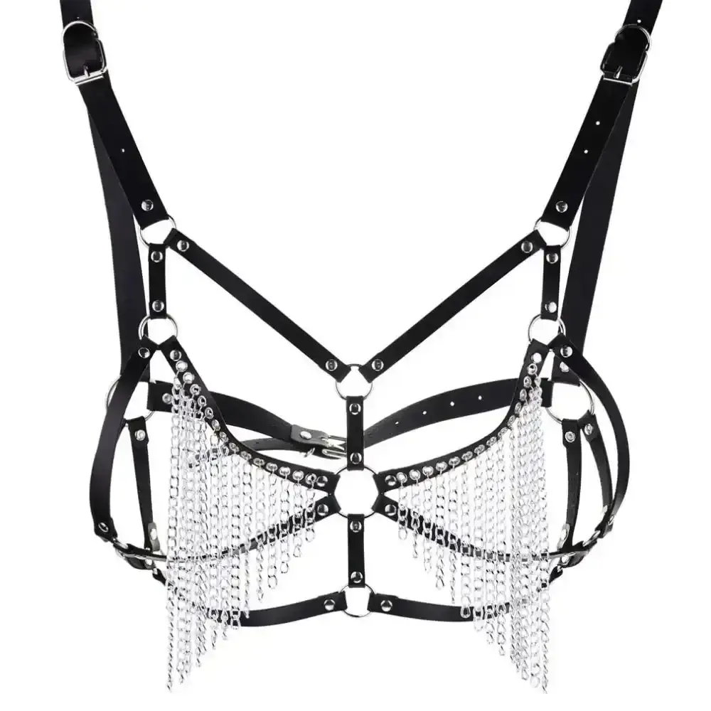harnais bondage cuir noir ajustable