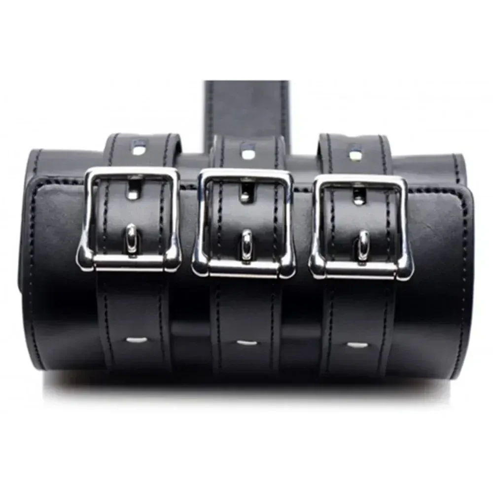 harnais de bondage en cuir noir integral