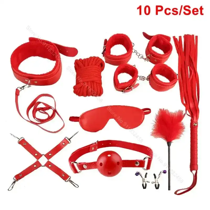 kit bondage cuir velours rose