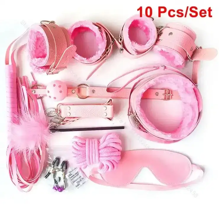 lacets bondage cuir velours rose
