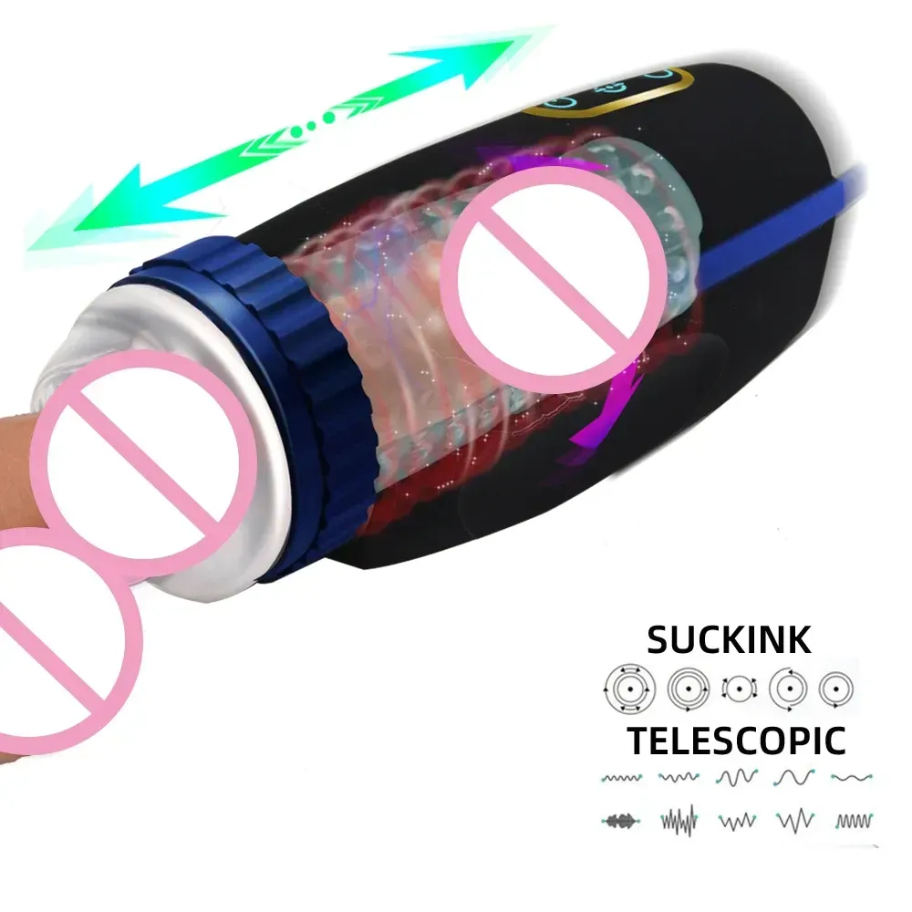 masturbateur homme rotatif telescopique rechargeable