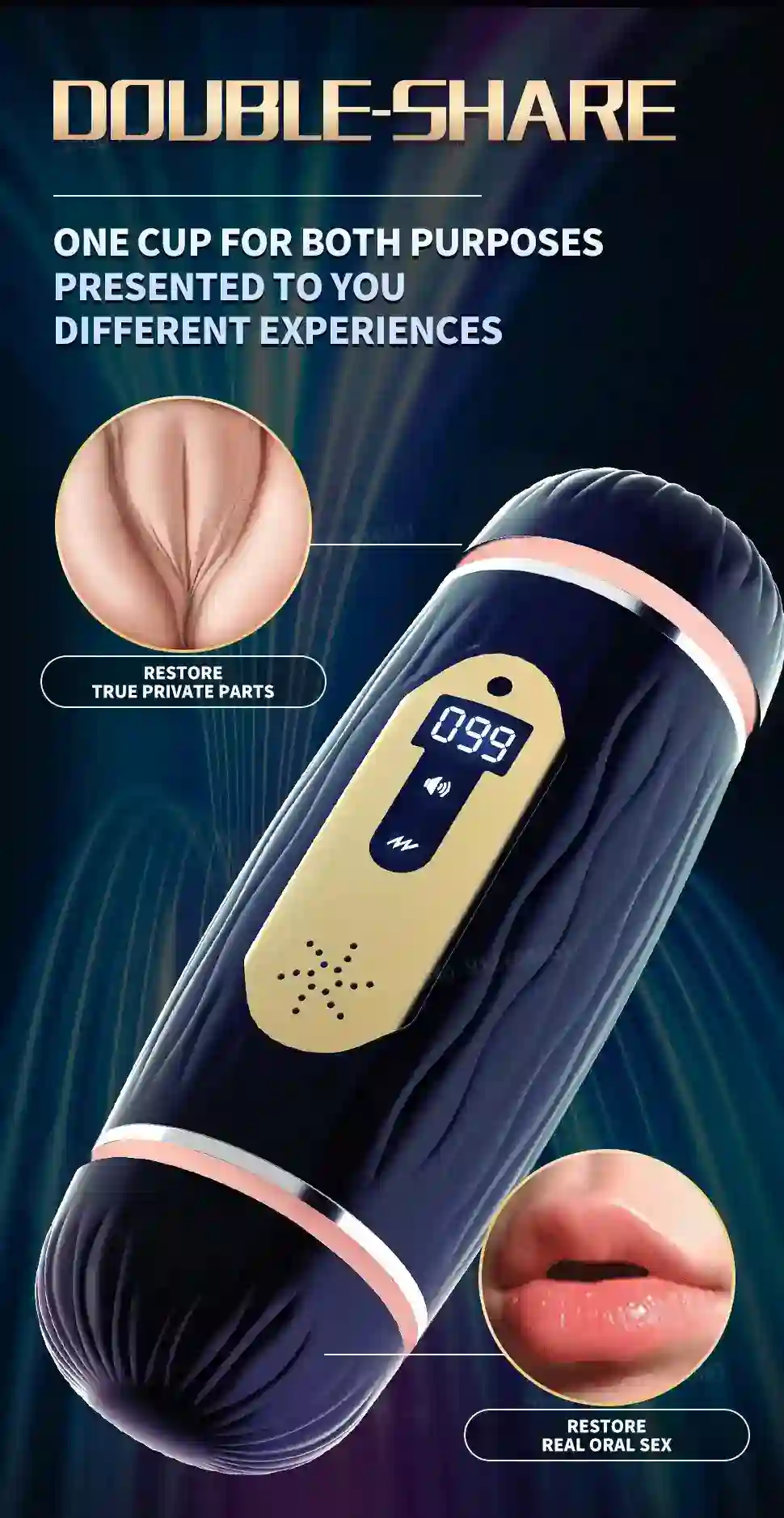 masturbateur masculin a succion realiste et chauffant