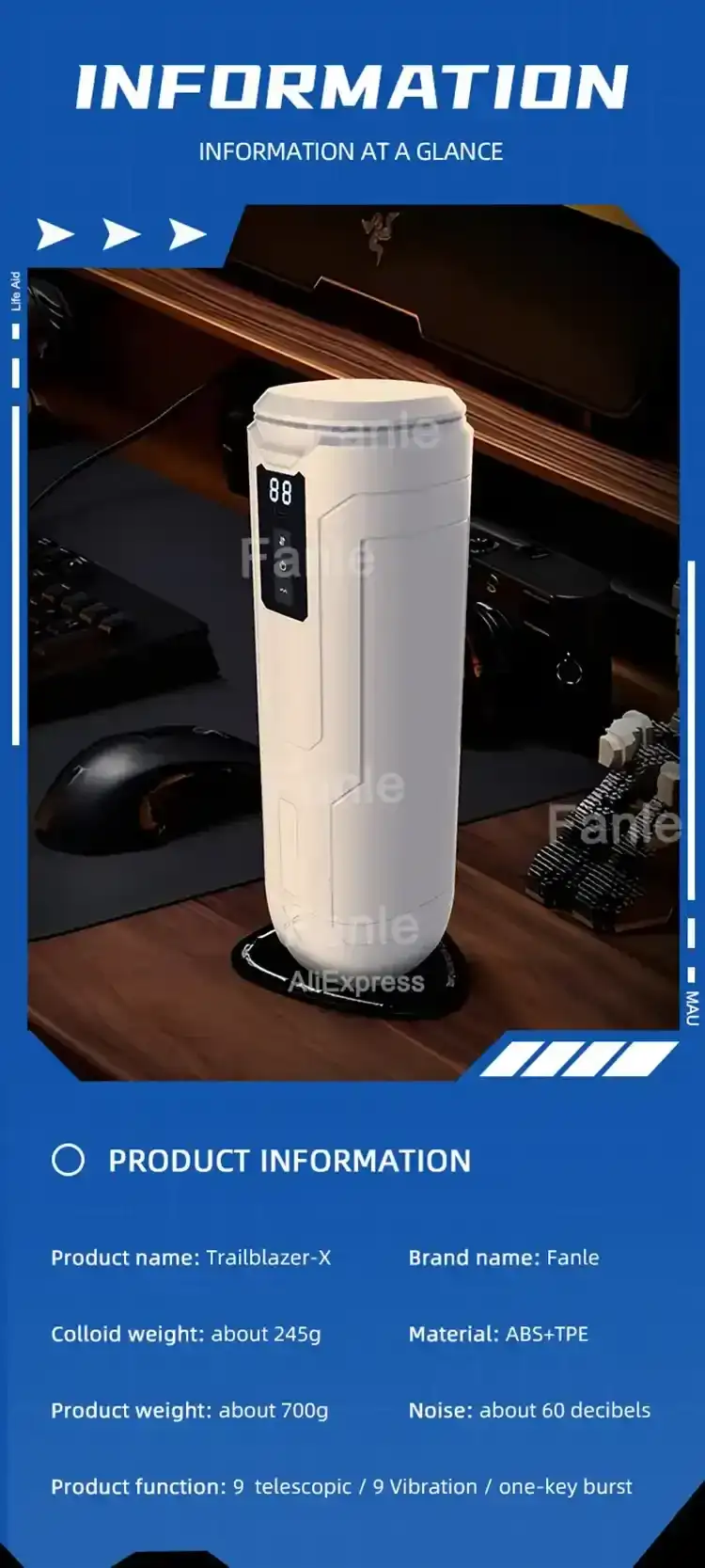 masturbateur masculin avec telescopic automatique 1