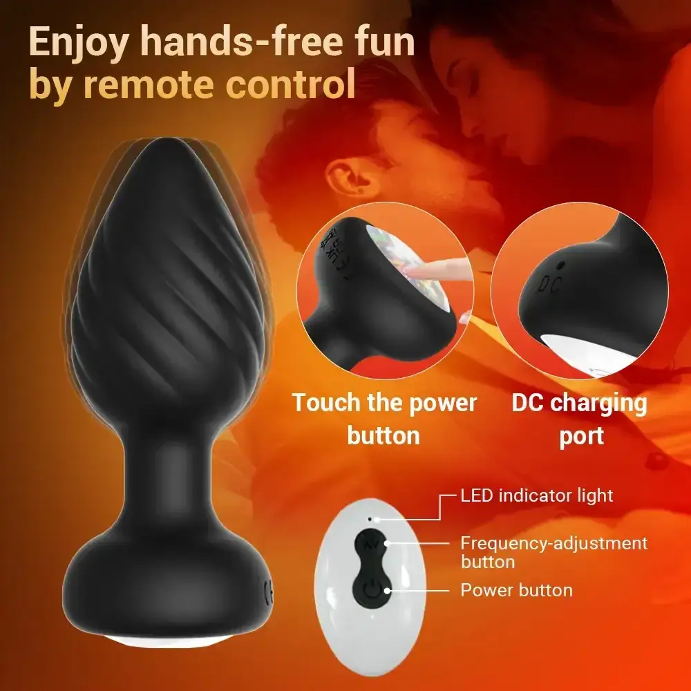 plug anal incurve silicone texture telecommande