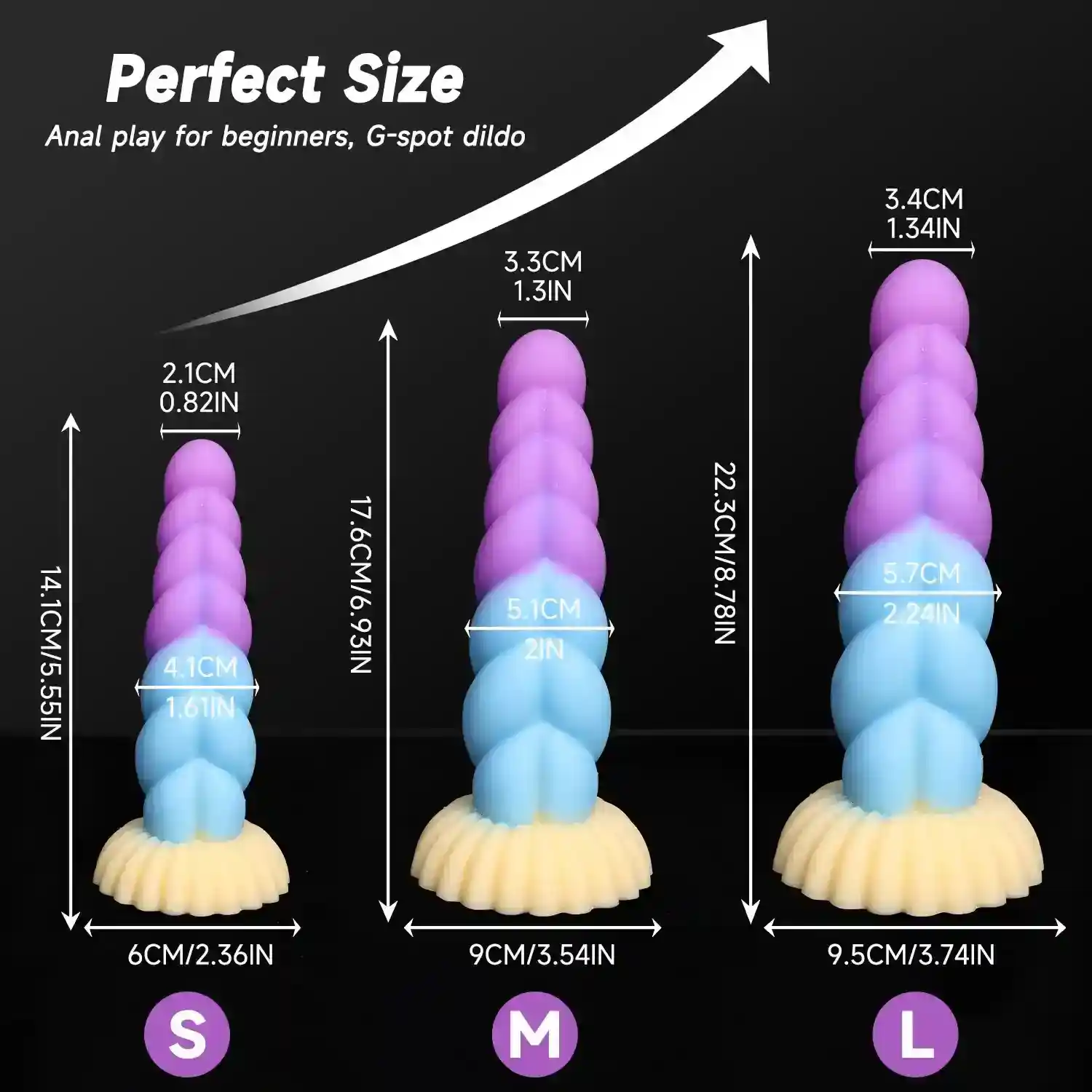 plug anal silicone medical set de trois tailles