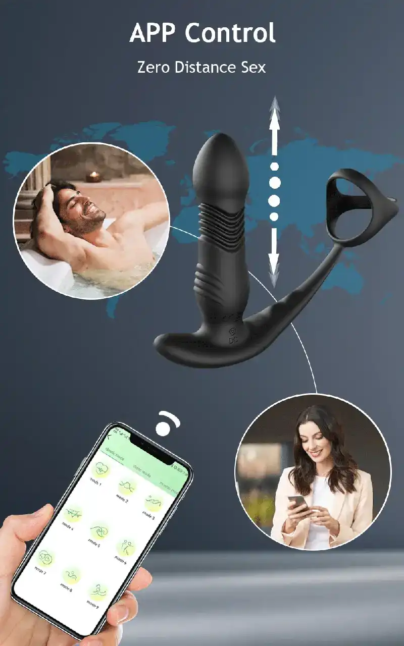 stimulateur prostatique silicone avec fonctions de poussee
