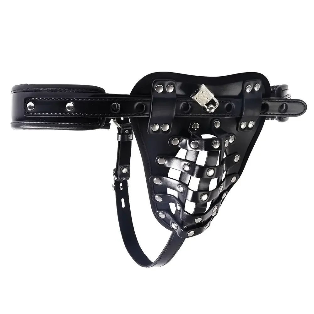ceinture de chastete noire en similicuir