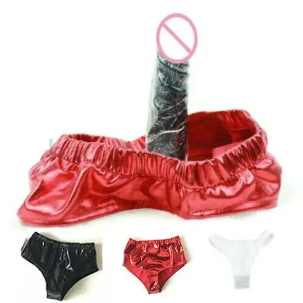 culotte porte-jarretelles en cuir avec dildo