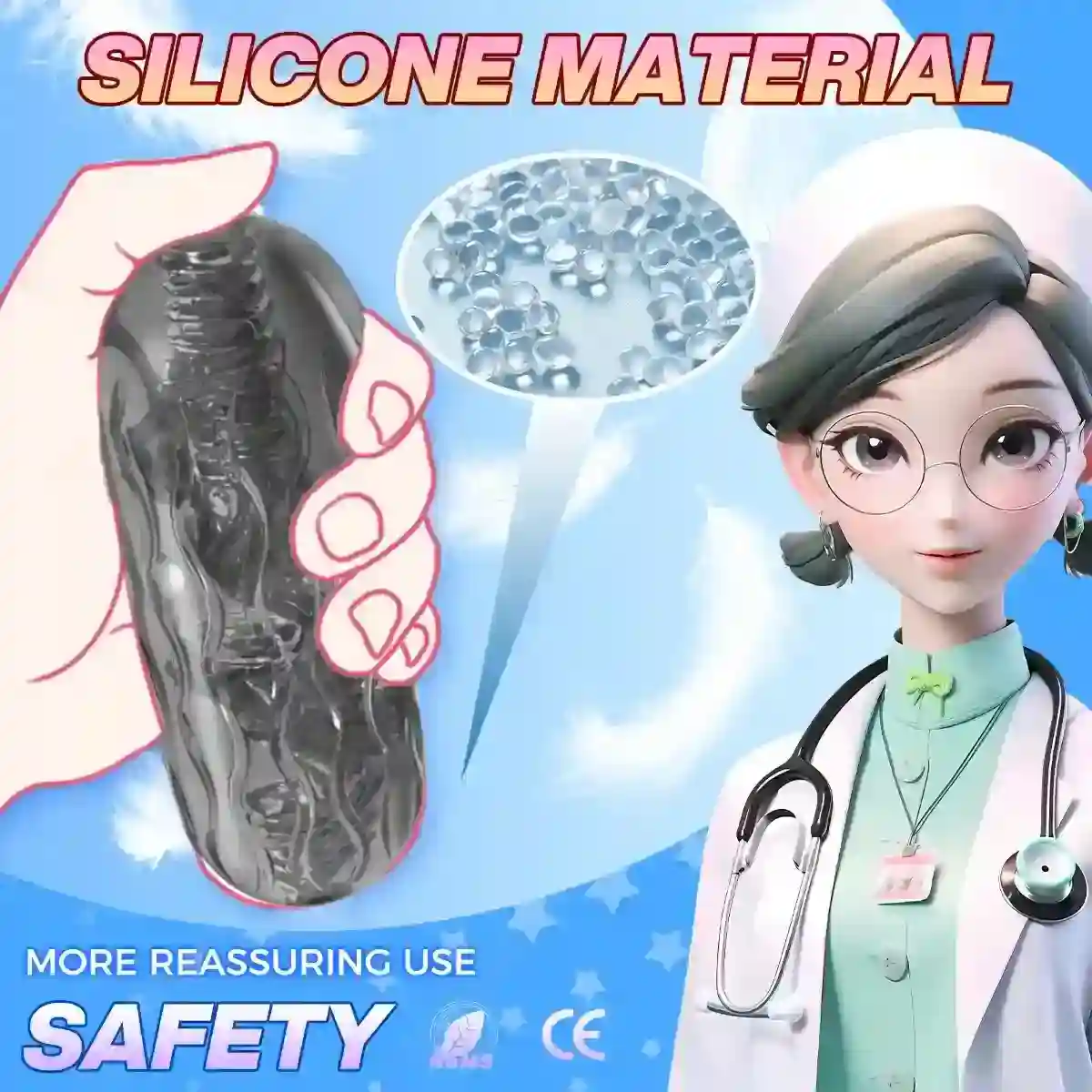masturbateur en silicone doux non deformable