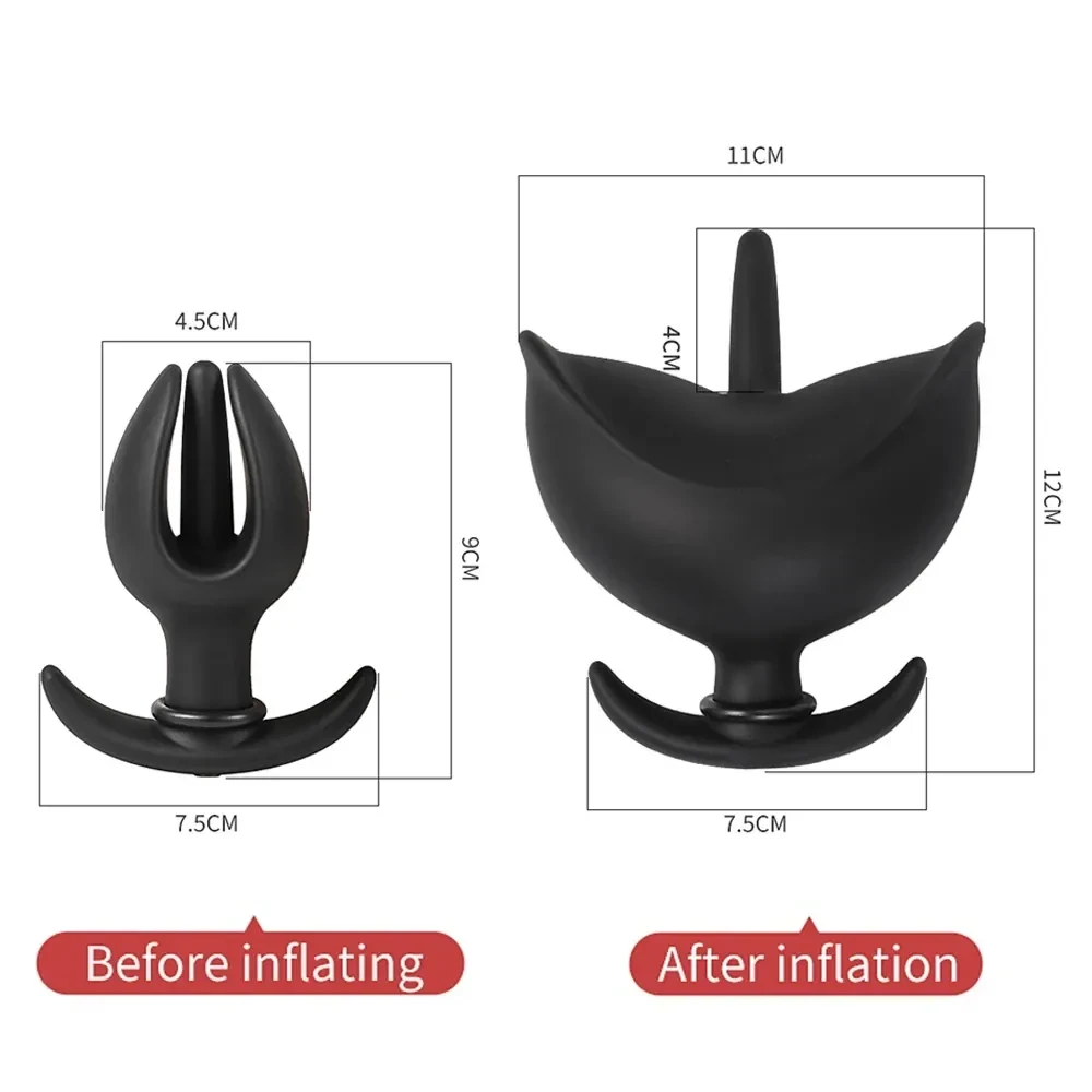 plug anal noir en silicone liquide ajustable