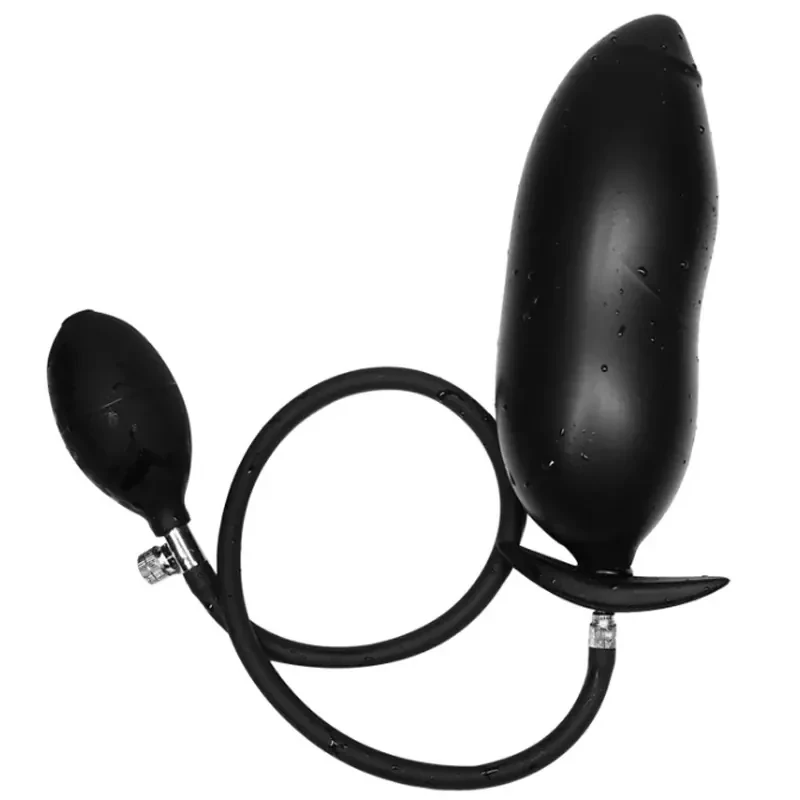 plug anal noir gonflable bille lourde interne