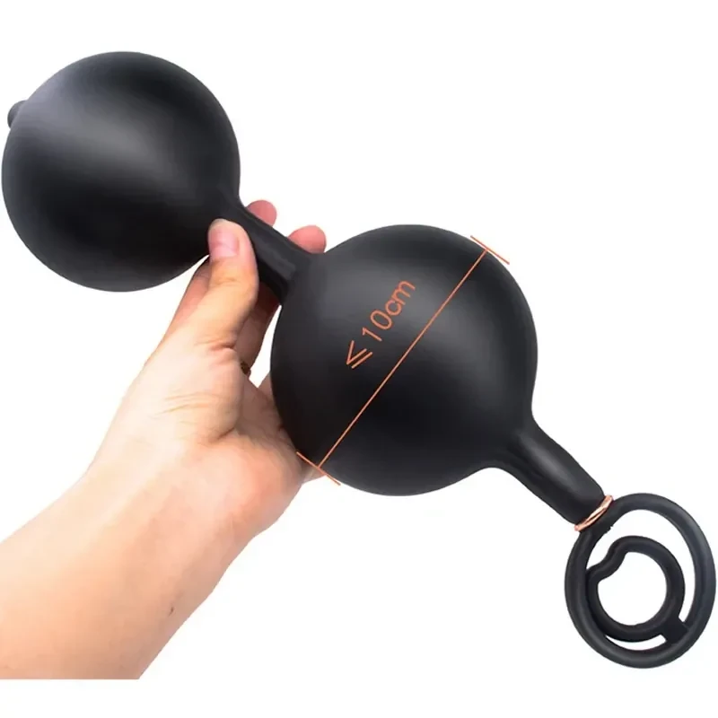 plug anal noir gonflable bille lourde interne 4