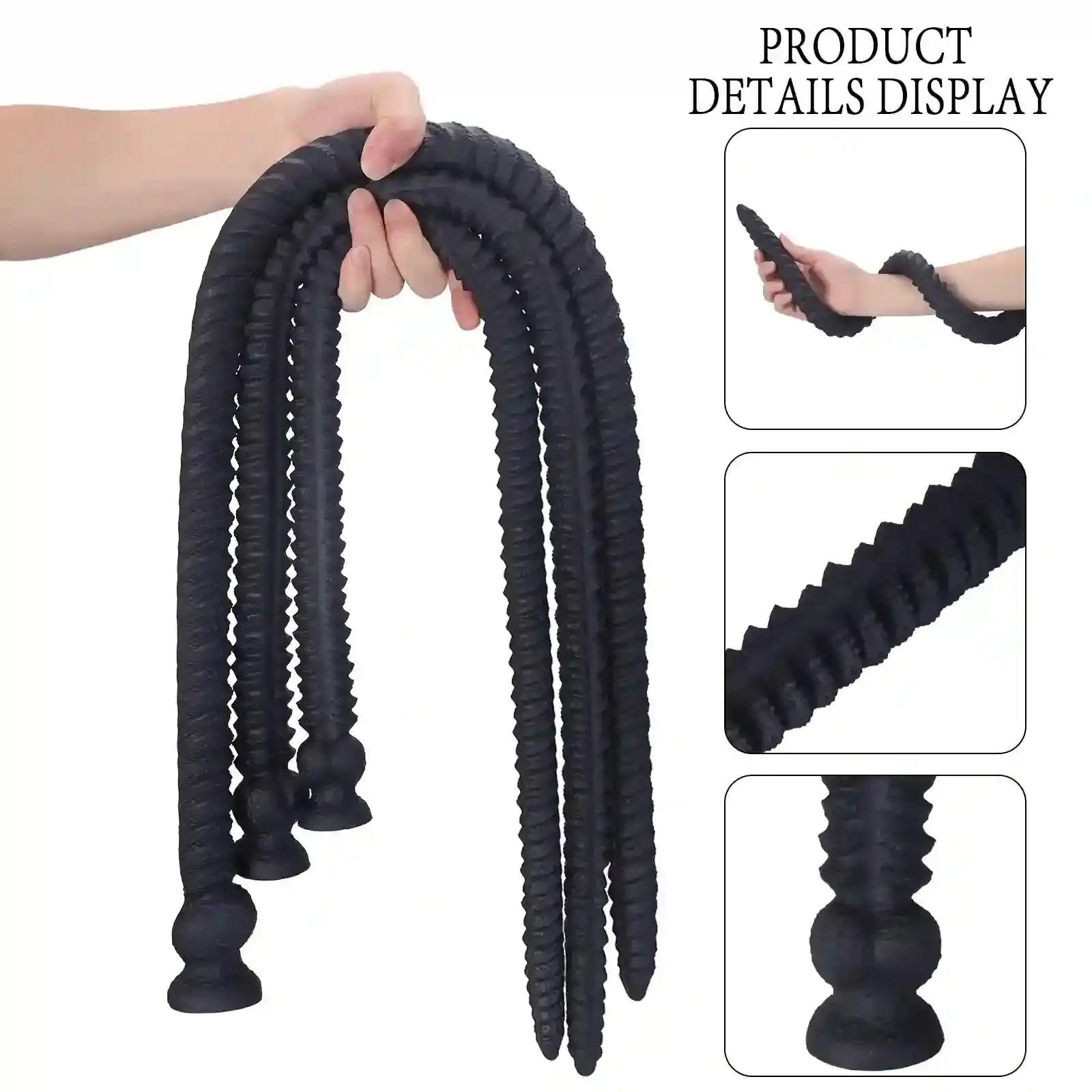 plug anal texture silicone ventouse noire