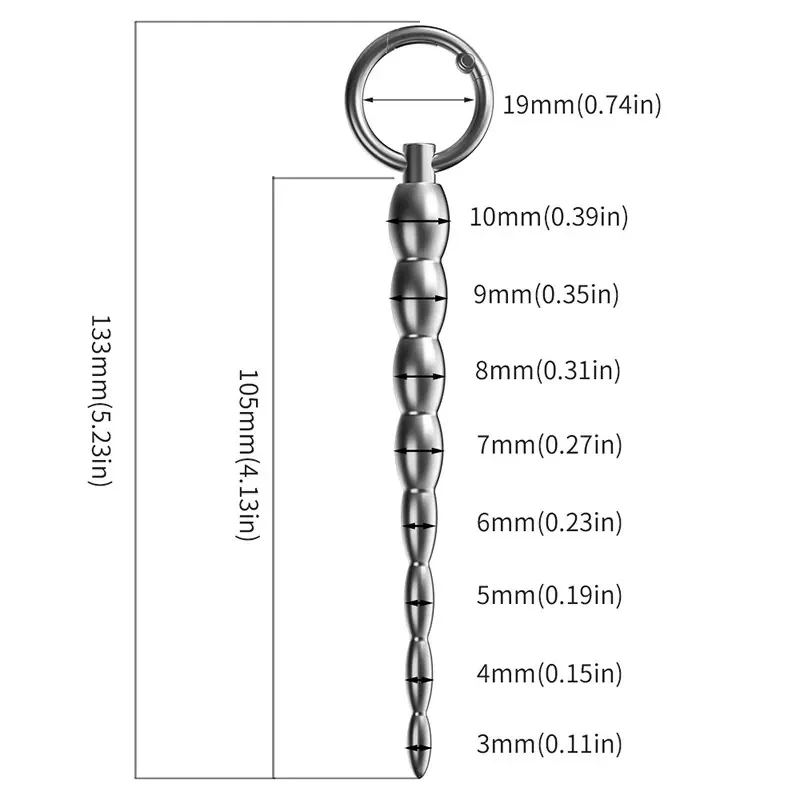 plug pénien en acier inoxydable avec perles