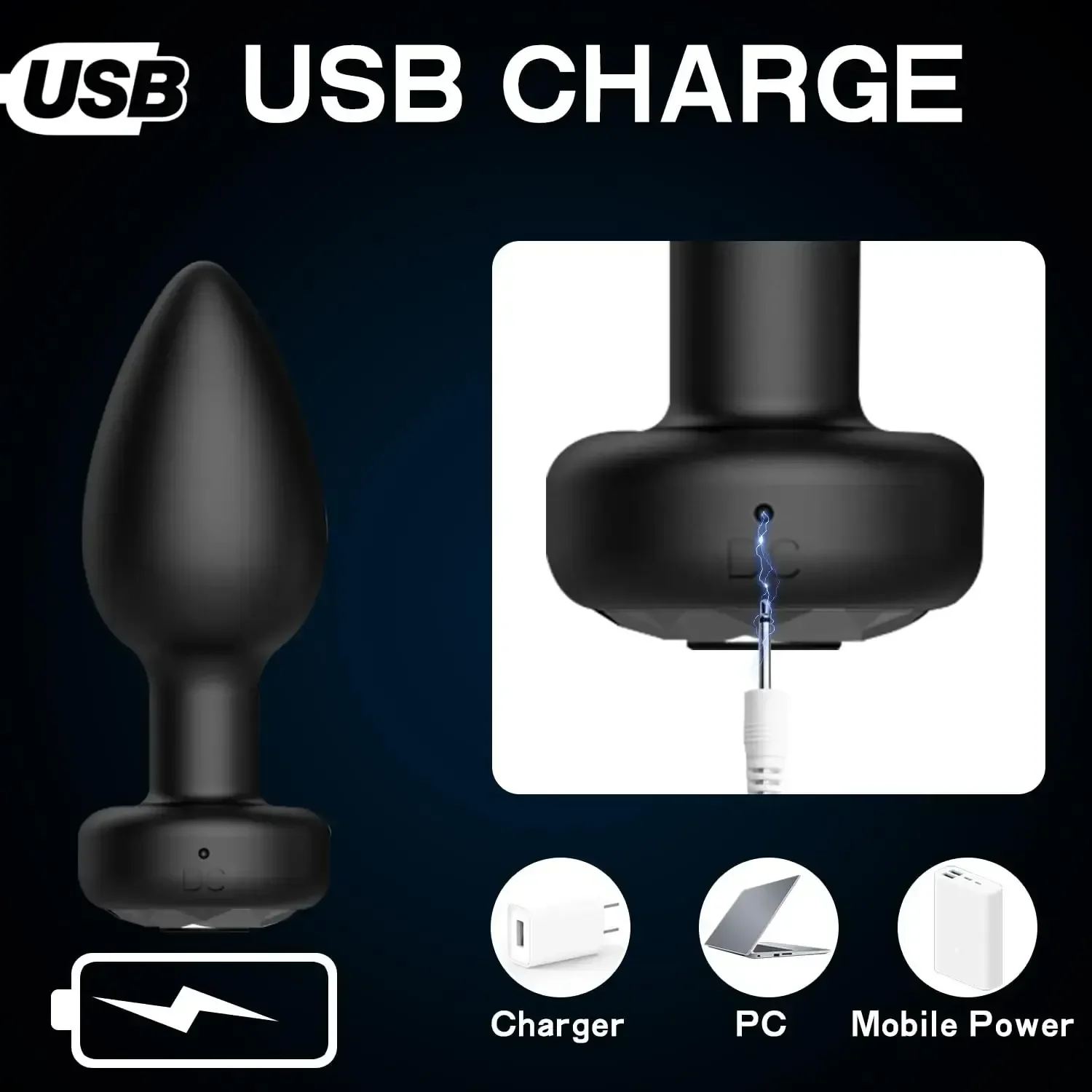 plug vibrant telecommande rechargeable usb