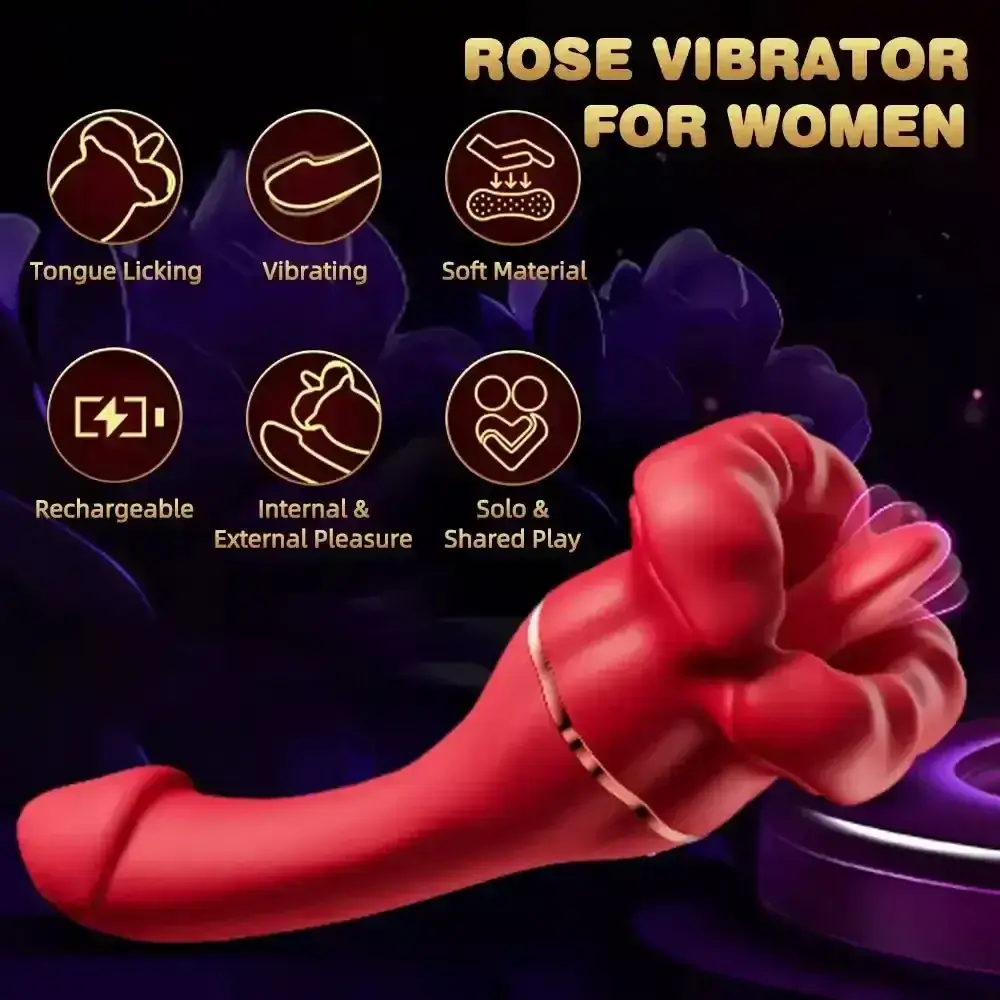 vibrateur lingual rose doux et ergonomique